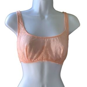 Victoria’s Secret Push Up Without Padding Bra Peach Lace Adjustable Straps 34EE
